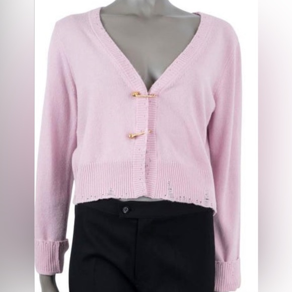 Versace pink cashmere cardigan.